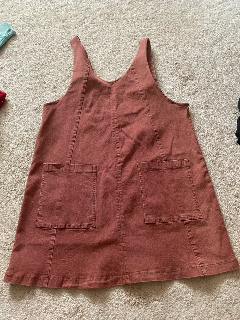 Rust Pocket Pinafore Mini Dress